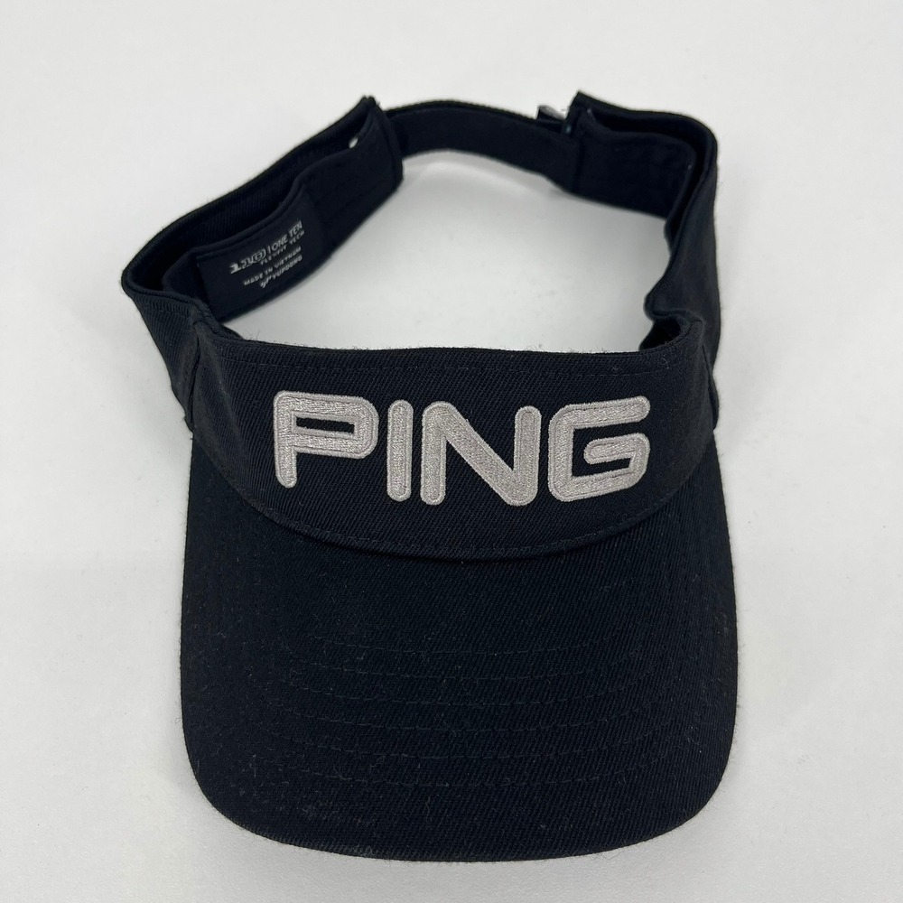 PING Golf Visor Mens Black Embroidered Logo Yupoong 110 Flexfit Tech Adjustable